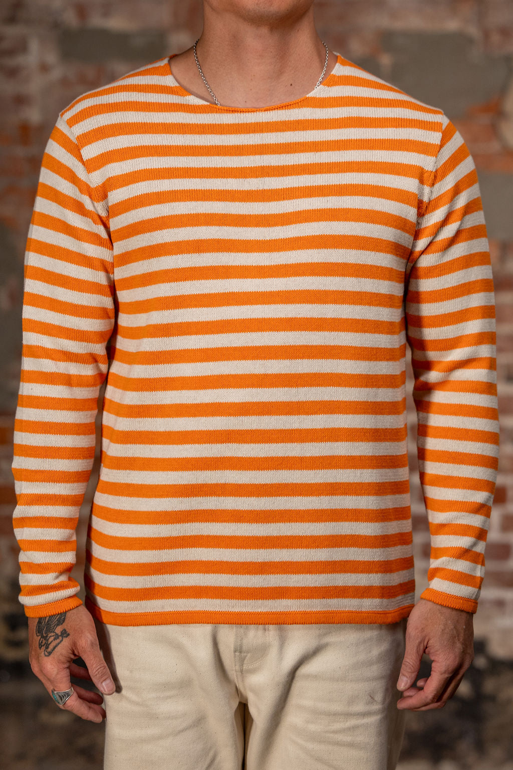 Heimat Textil Jailhouse Harbor Sweater - Rescue Orange/Seashell