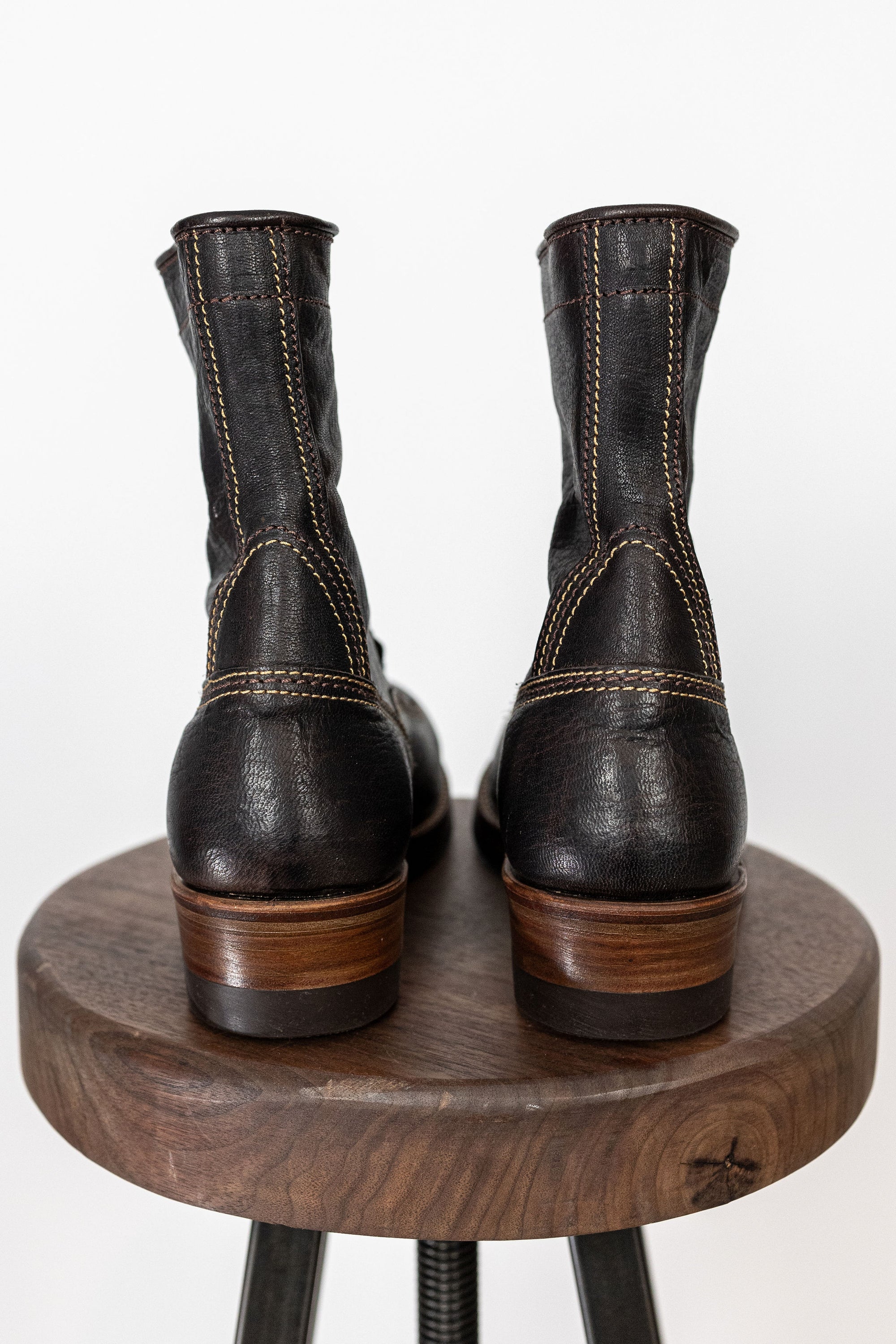 John Lofgren Donkey Puncher Boots - Burnt Dark Brown Ezo Shika Deerskin