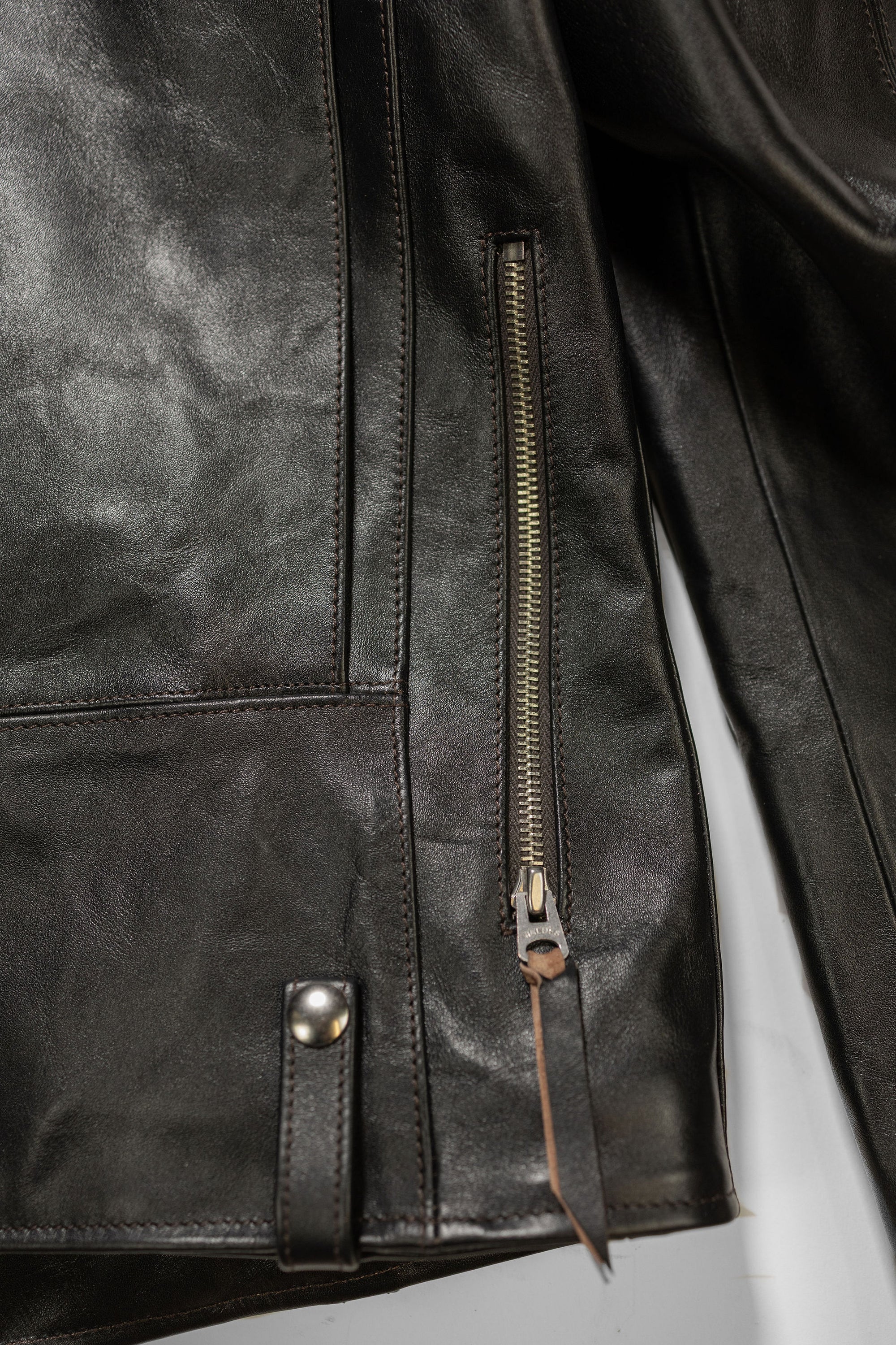 Double Helix - Innovator with Fur Collar Black Teacore Horsehide - Back Zipper Detail