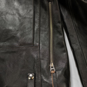 Double Helix - Innovator with Fur Collar Black Teacore Horsehide - Back Zipper Detail