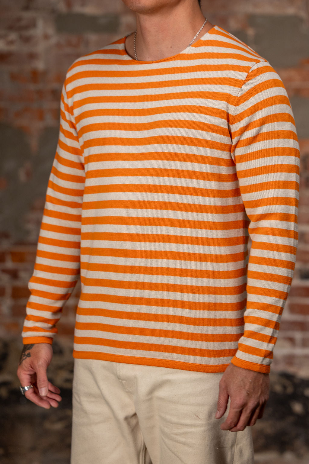 Heimat Textil Jailhouse Harbor Sweater - Rescue Orange/Seashell