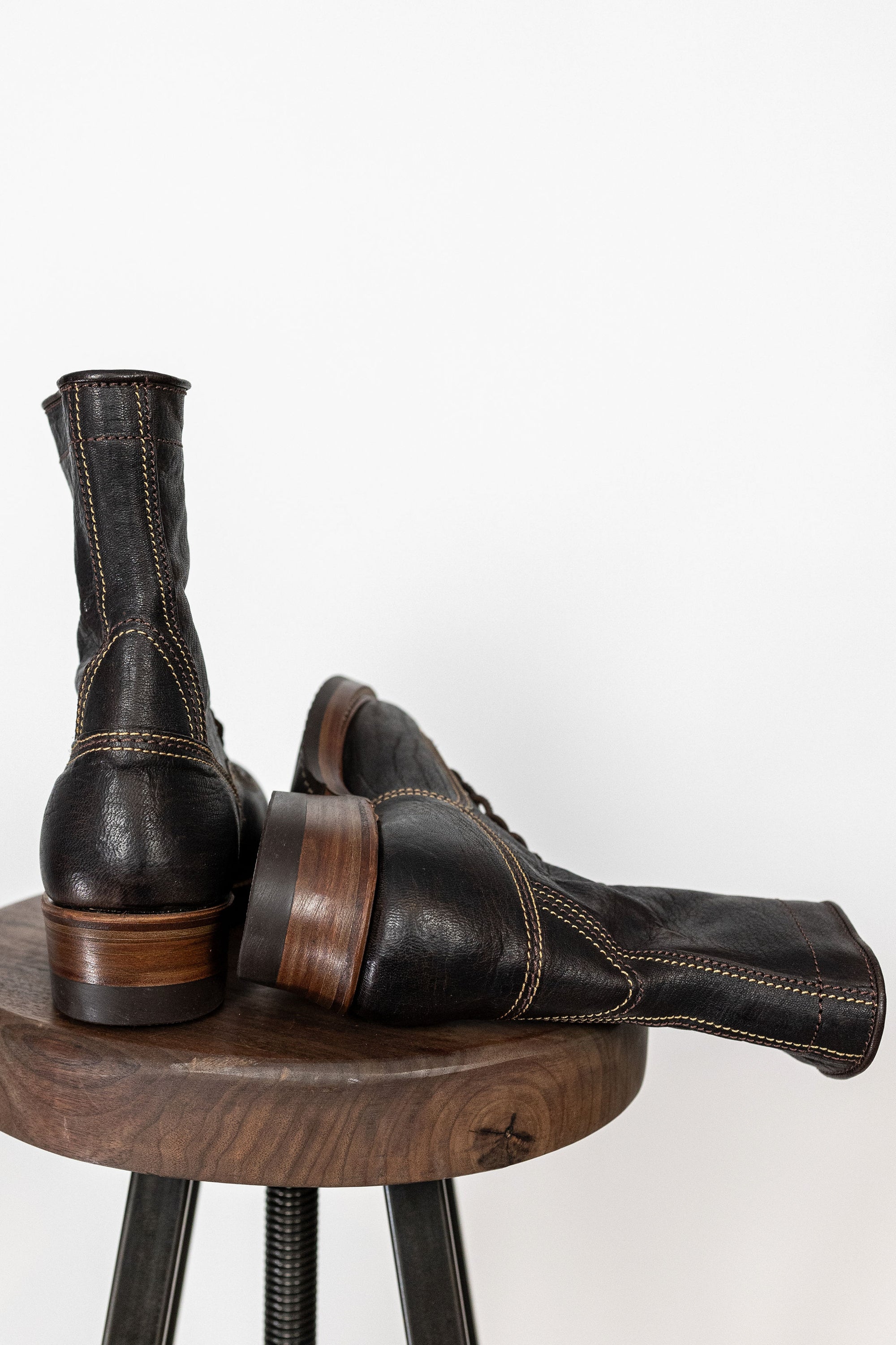John Lofgren Donkey Puncher Boots - Burnt Dark Brown Ezo Shika Deerskin