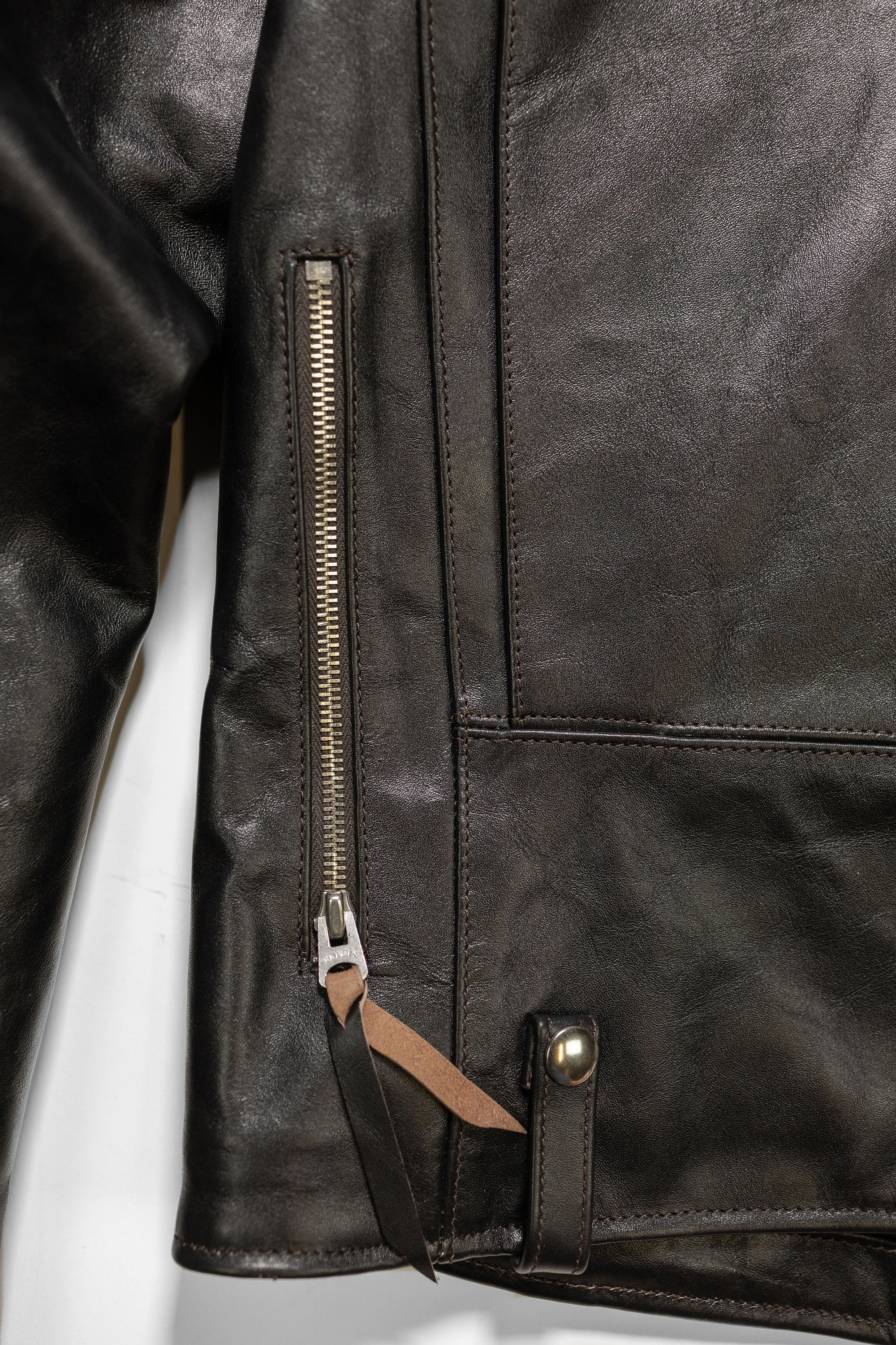 Double Helix - Innovator with Fur Collar Black Teacore Horsehide - Back Zipper Details