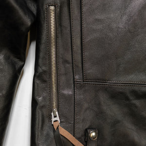 Double Helix - Innovator with Fur Collar Black Teacore Horsehide - Back Zipper Details