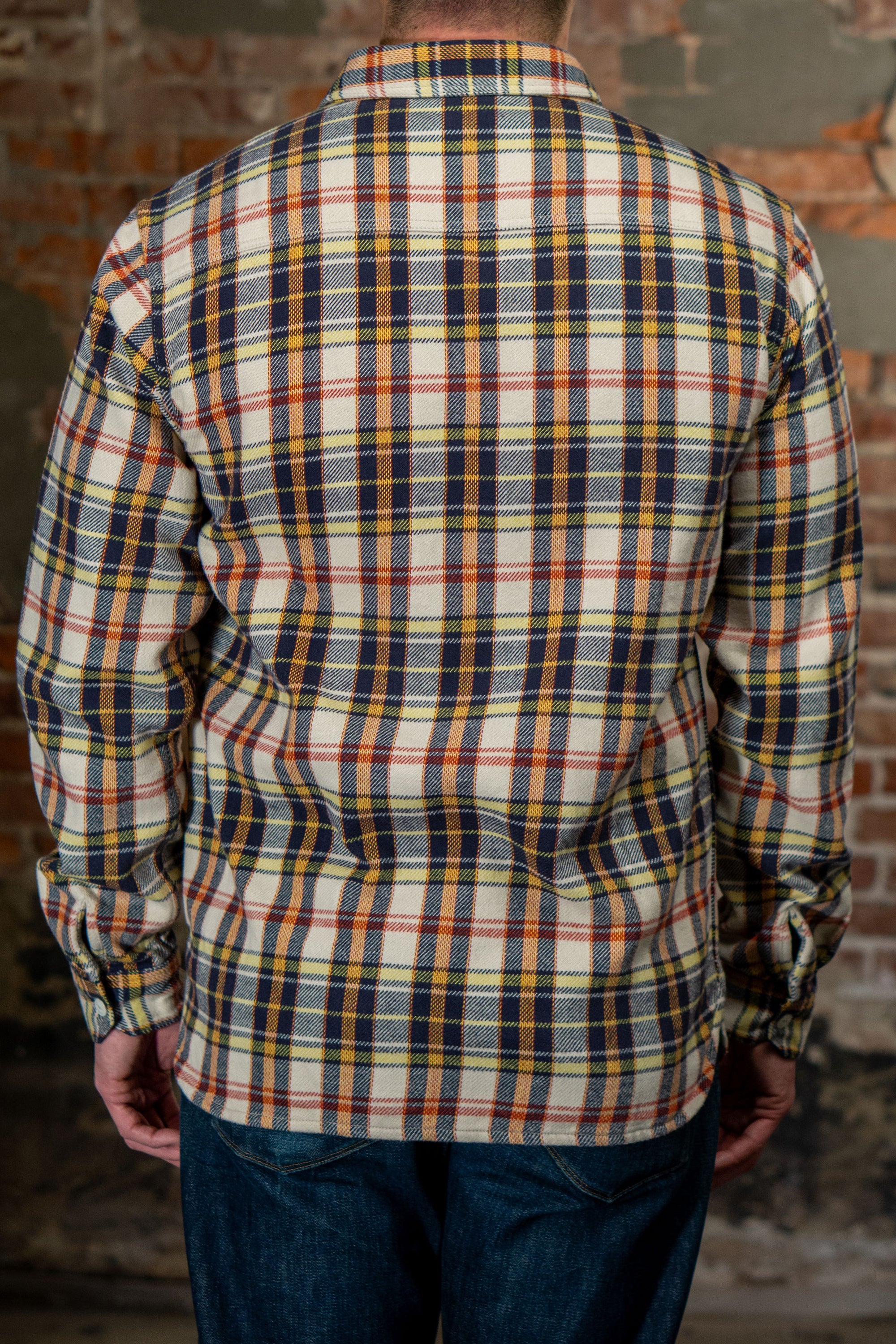 The Flat Head FN-SNR-014L Check Flannel Work Shirt - Ivory/Black