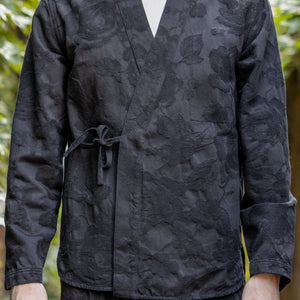 Hansen Garments Roman Loose Cut Jacket - Black Flowers - model shot - front facing