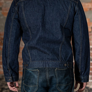 TCB Jeans 60's Trucker Jacket - One-Wash. on model back profile