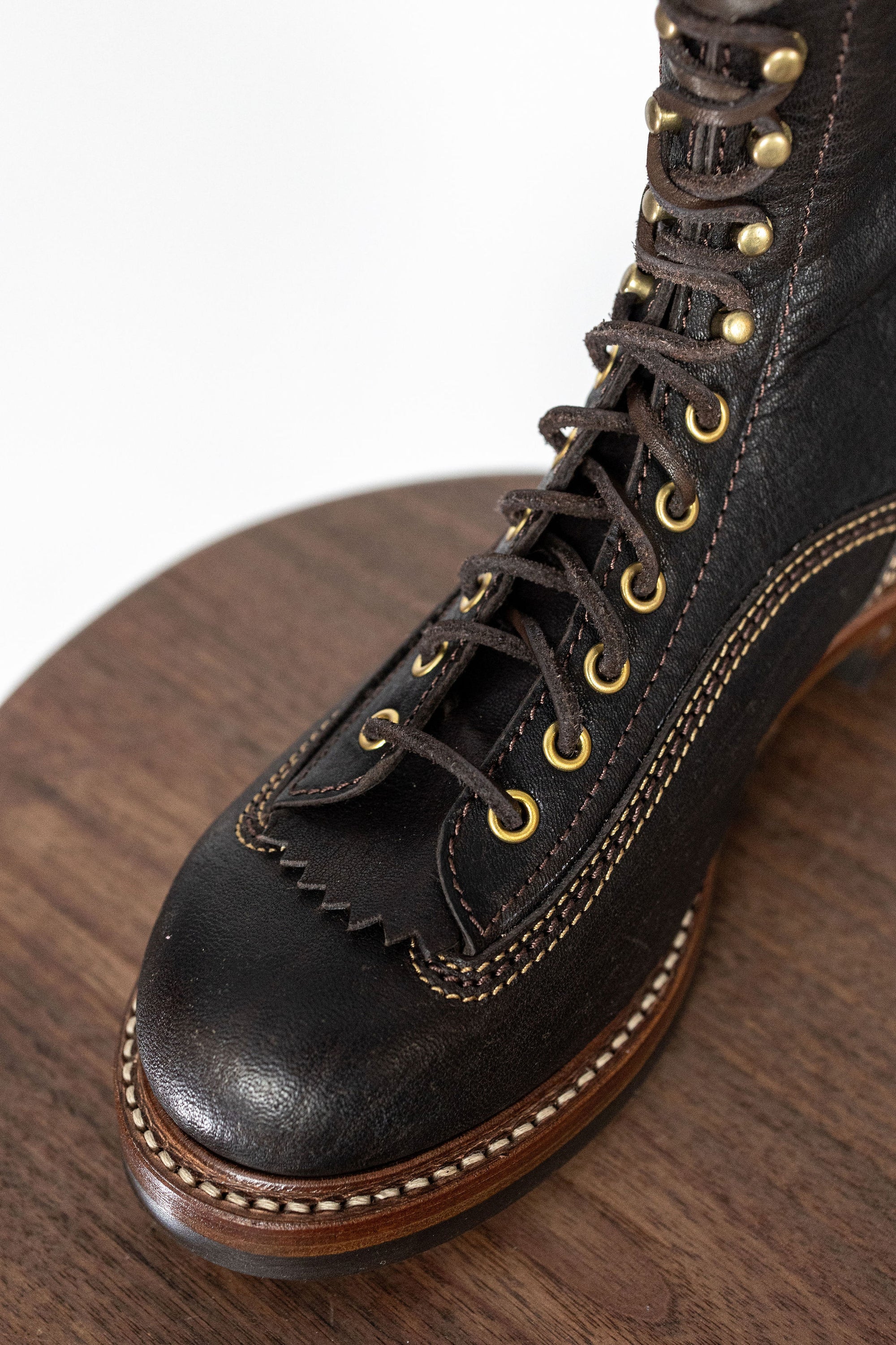 John Lofgren Donkey Puncher Boots - Burnt Dark Brown Ezo Shika Deerskin