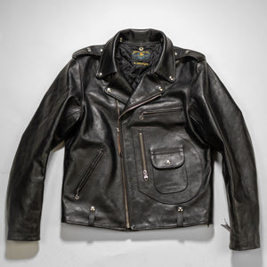 Double Helix - Innovator with Fur Collar Black Teacore Horsehide - Flat Lay Front Without collar