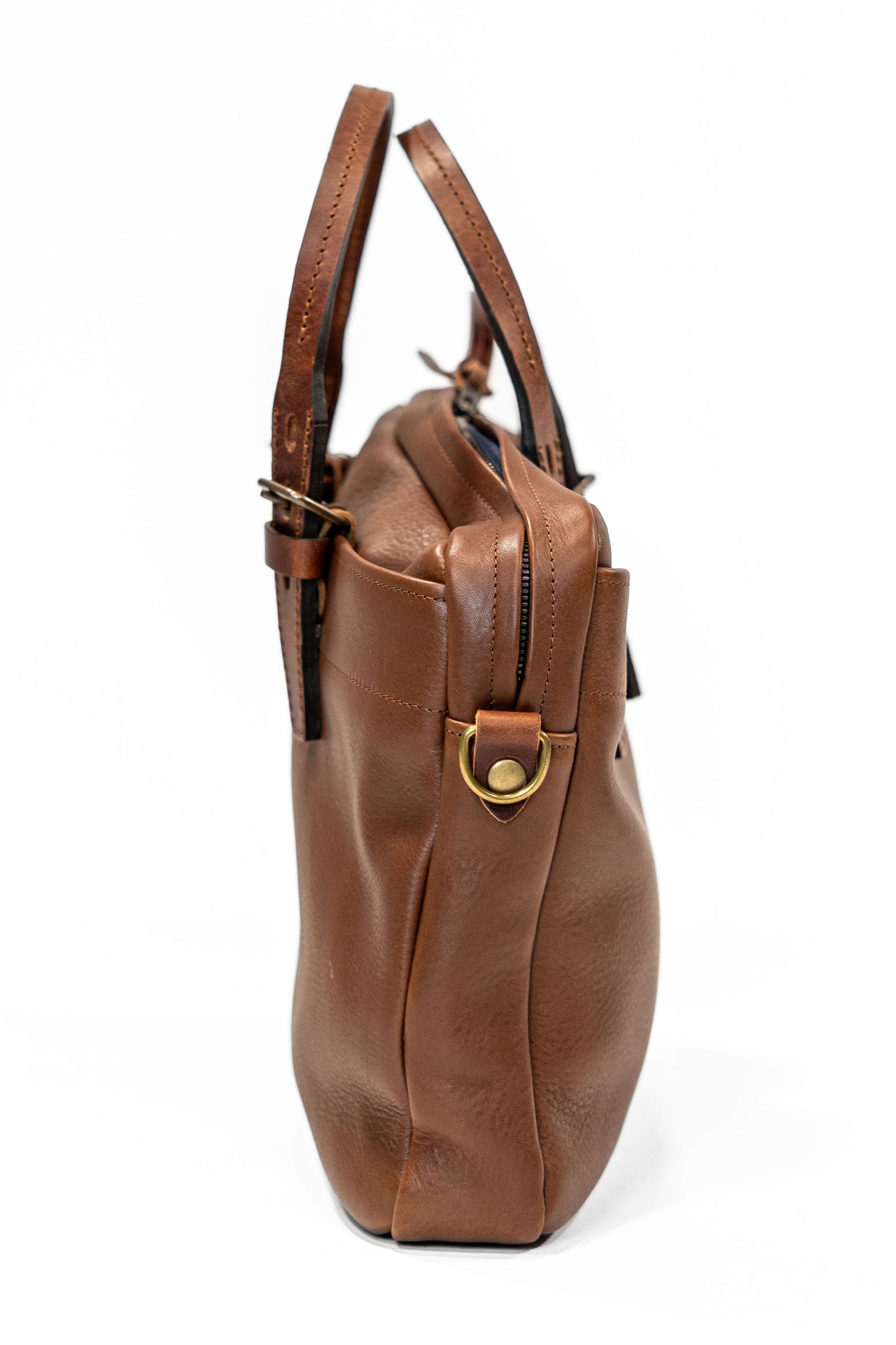 Bleu de Chauffe Folder Business Bag - Amber Brown. standing back profile