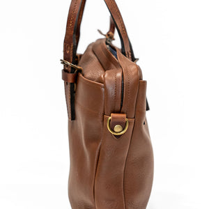 Bleu de Chauffe Folder Business Bag - Amber Brown. standing back profile