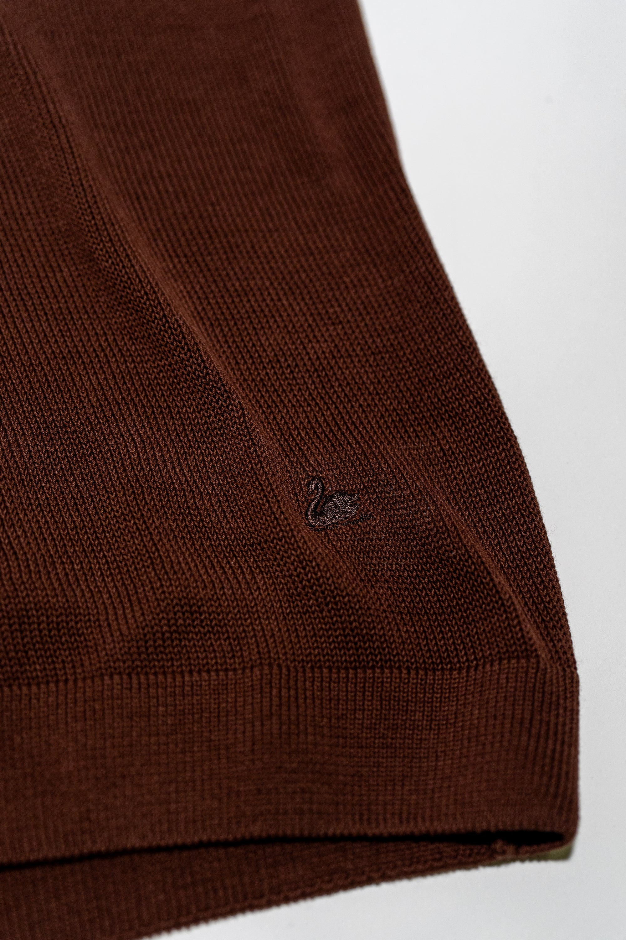 Merz b. Schwanen KNITPOLO02 1962 Cotton Polo Shirt - Chocolate