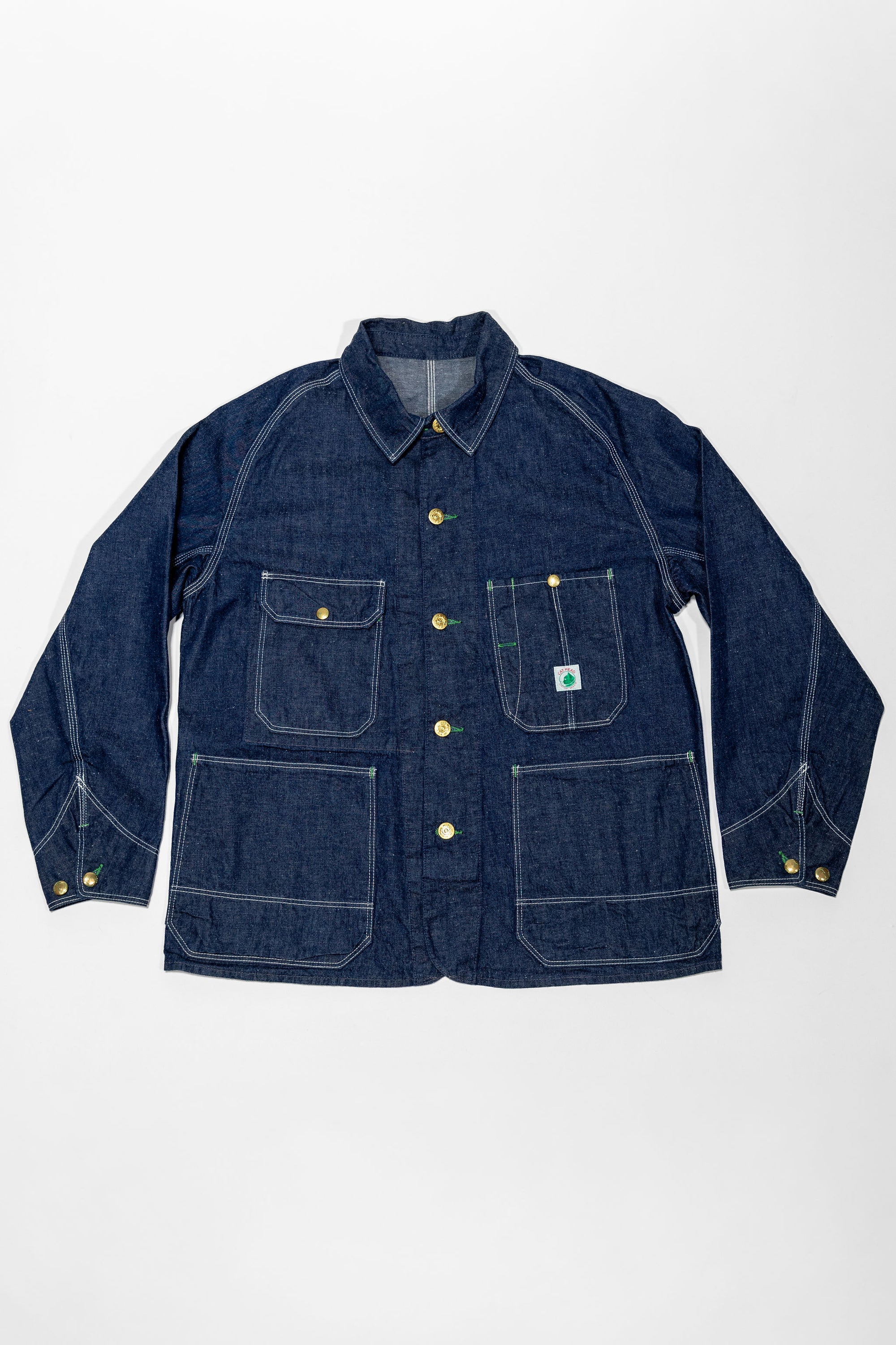 TCB Jeans Cat Head Jacket - Indigo Denim. laid on back