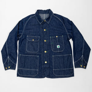 TCB Jeans Cat Head Jacket - Indigo Denim. laid on back