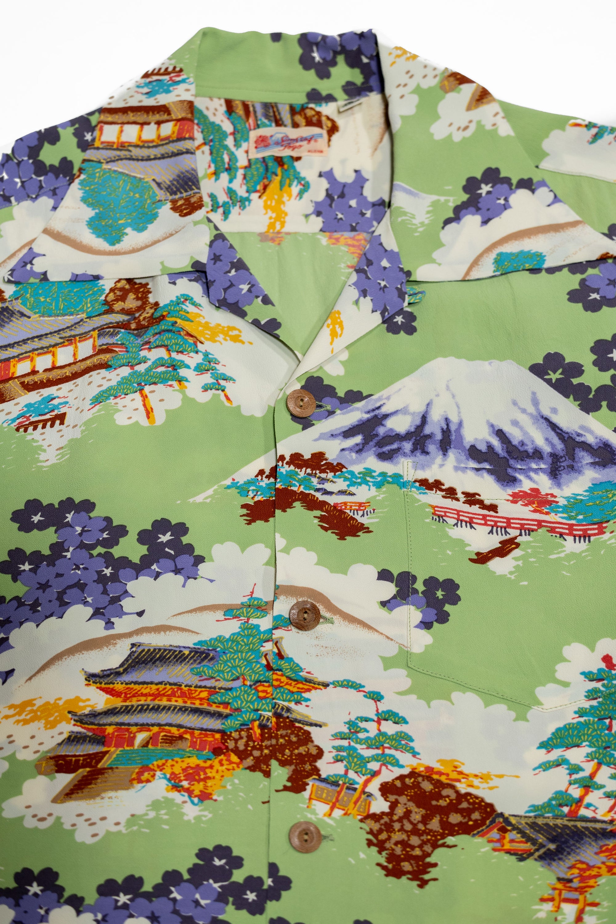 Sun Surf Rayon Hawaiian Shirt “Ancient Capital” - Green