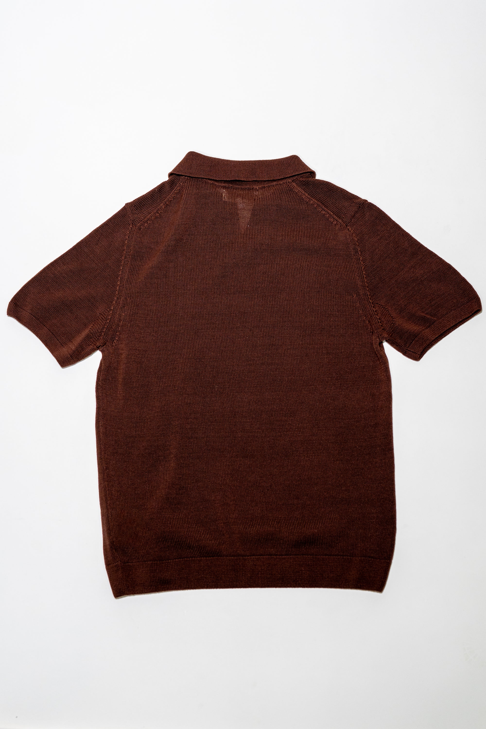 Merz b. Schwanen KNITPOLO02 1962 Cotton Polo Shirt - Chocolate