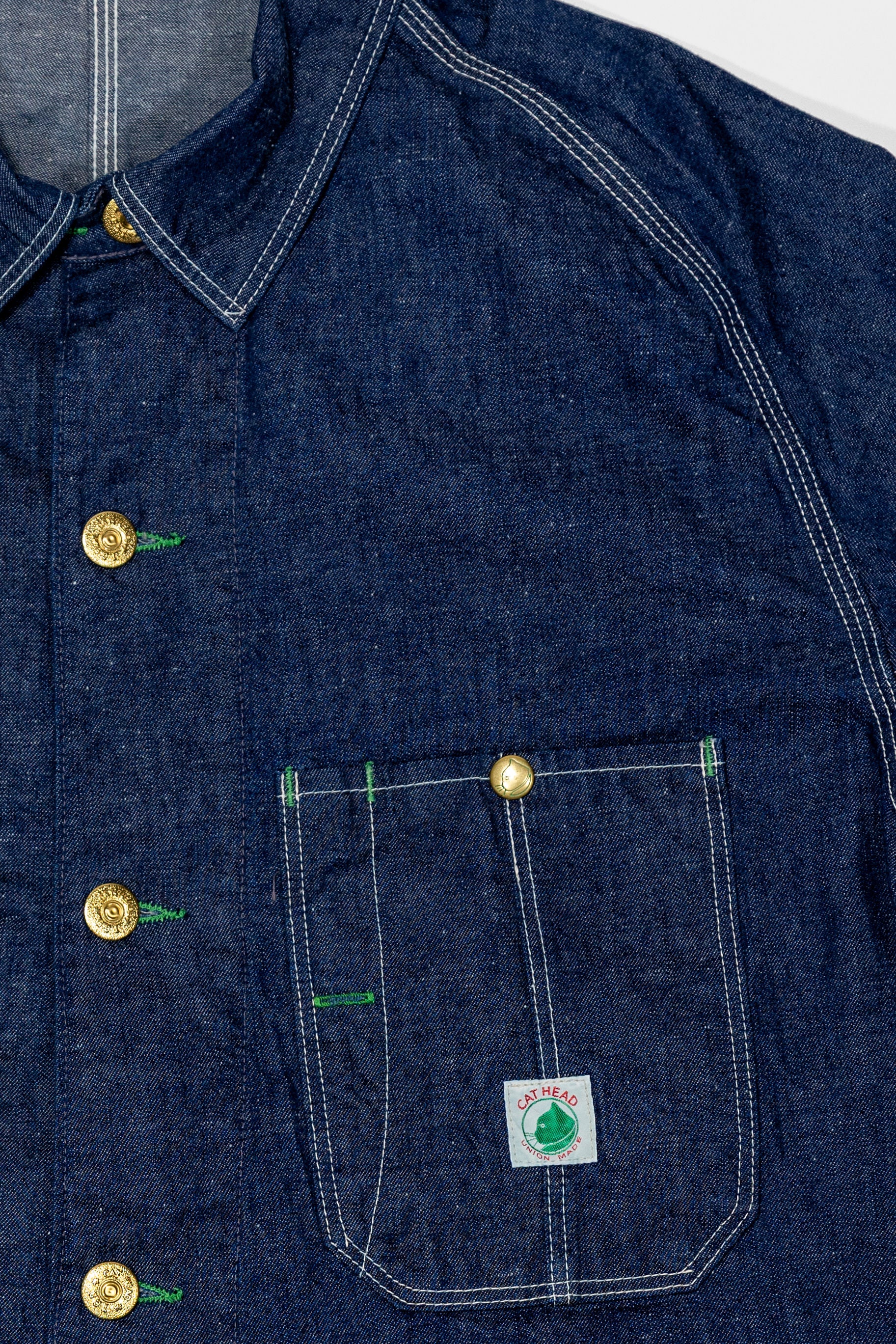 TCB Jeans Cat Head Jacket - Indigo Denim close up of front pocket