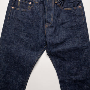 Samurai S211AX Ai Benkei - 18oz Natural Indigo Relaxed Tapered Denim - flat lay front