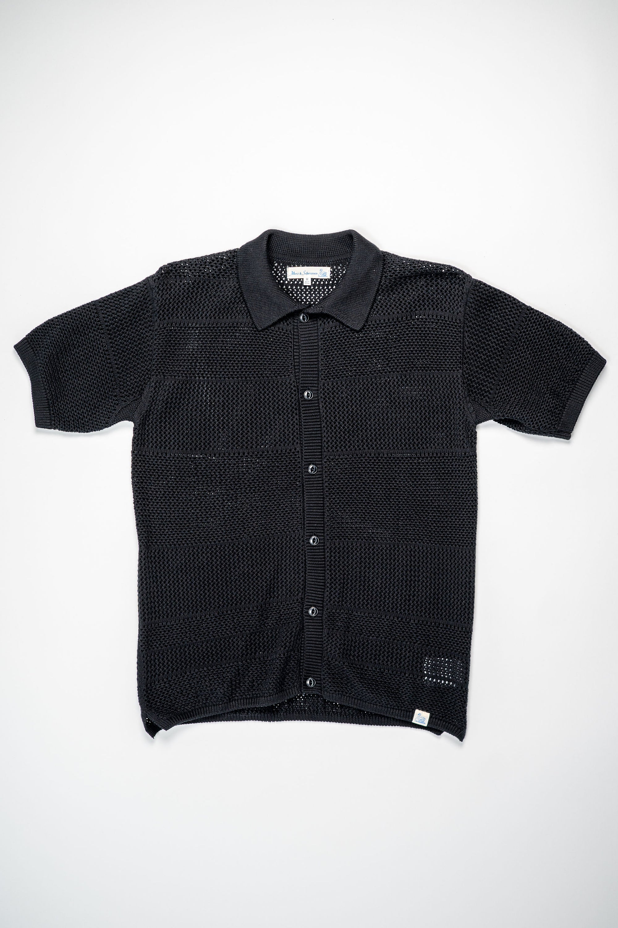 Merz b. Schwanen KNITSHIRT01 Crochet Shirt - Deep Black