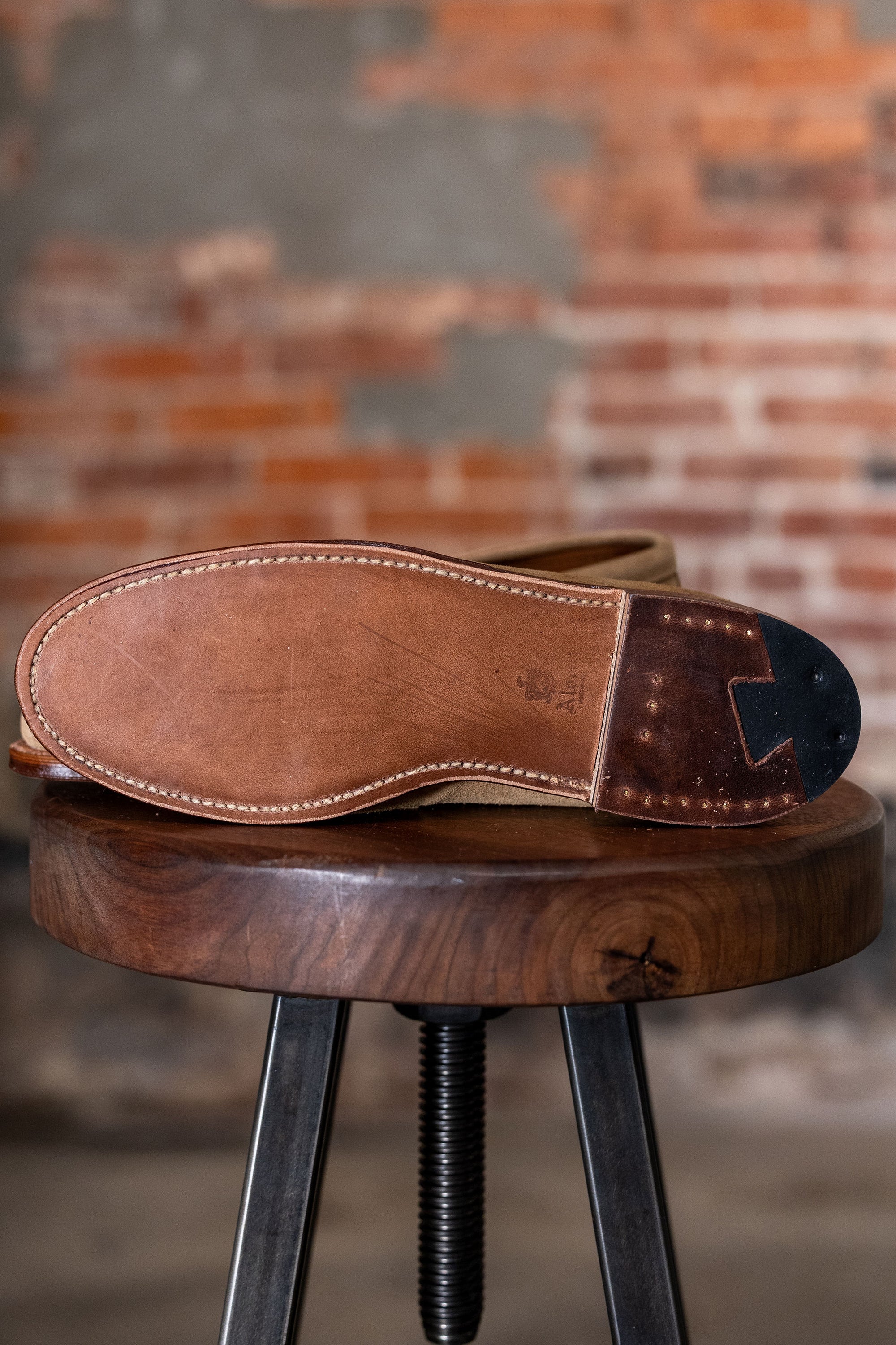 Alden 6244F Unlined Leisure Handsewn Penny Loafer LHS - Tan Suede