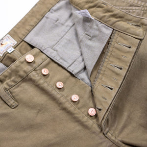 Wythe Deck Pant - Faded Olive - Button Fly Detail