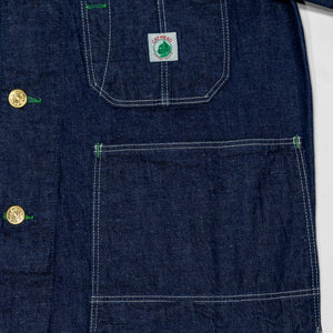 TCB Jeans Cat Head Jacket - Indigo Denim. close up of bottom front pocket