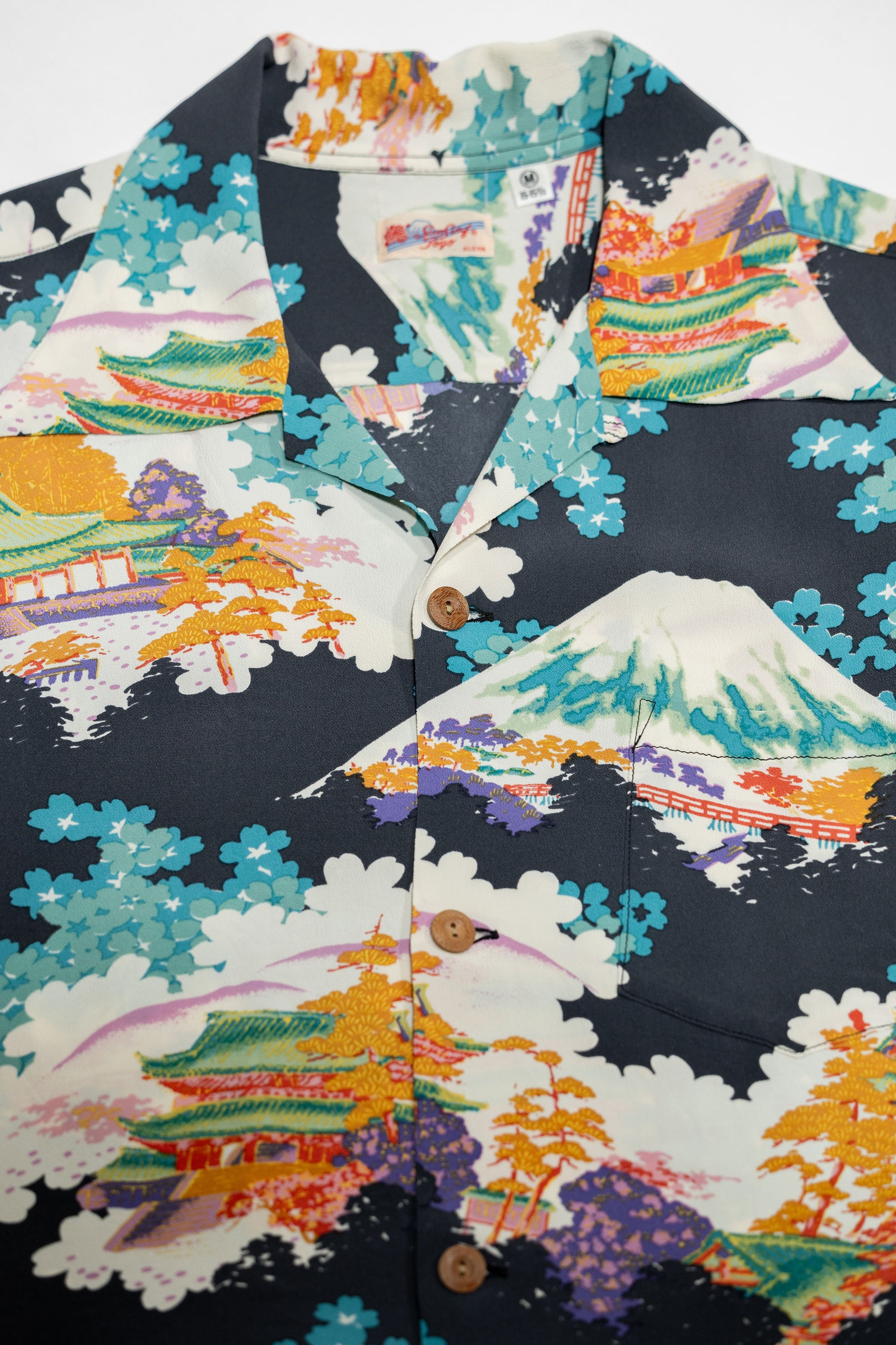 Sun Surf Rayon Hawaiian Shirt “Ancient Capital” - Black