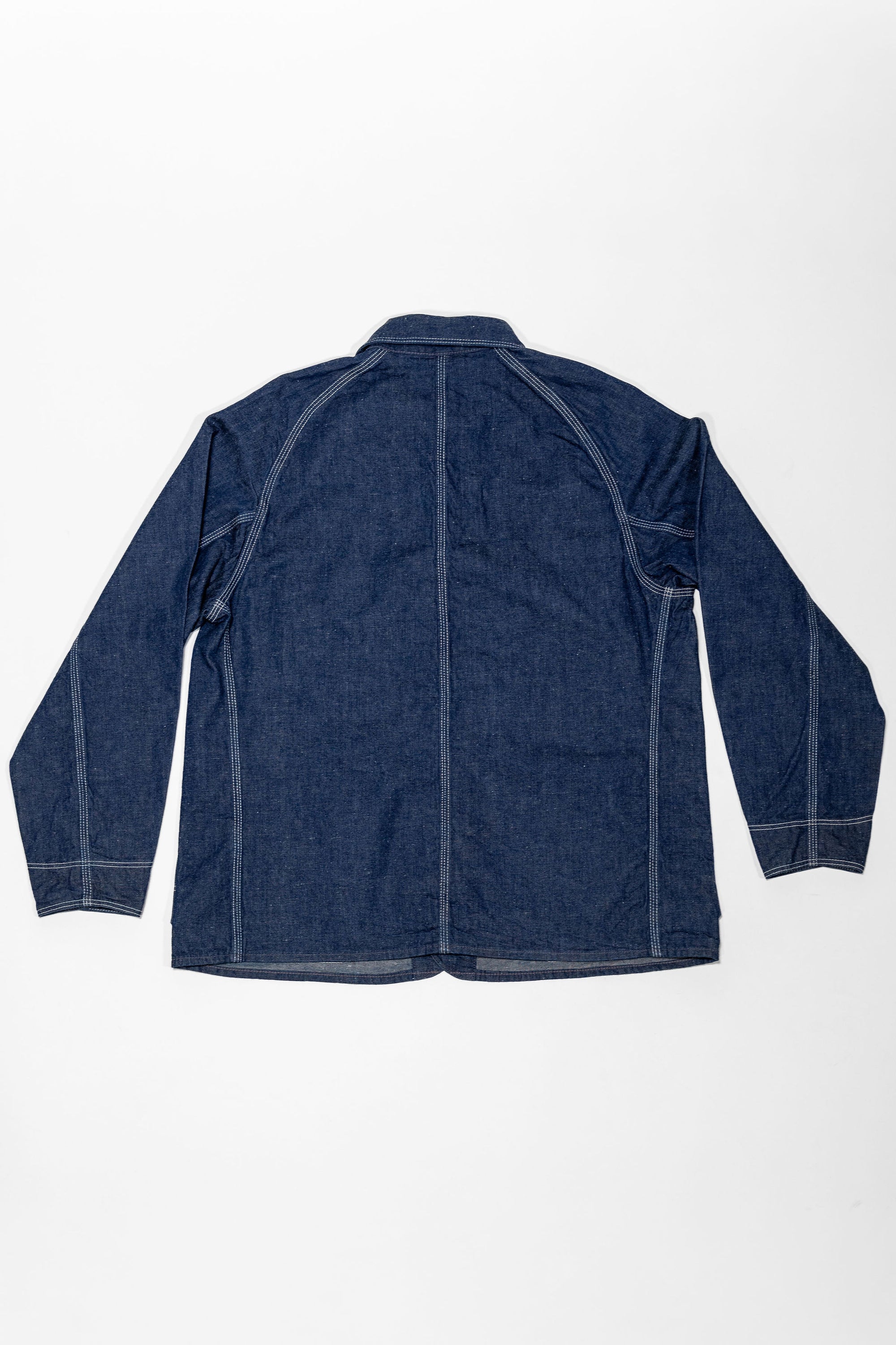 TCB Jeans Cat Head Jacket - Indigo Denim. laid on front