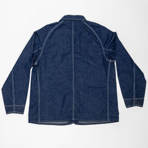 TCB Jeans Cat Head Jacket - Indigo Denim. laid on front