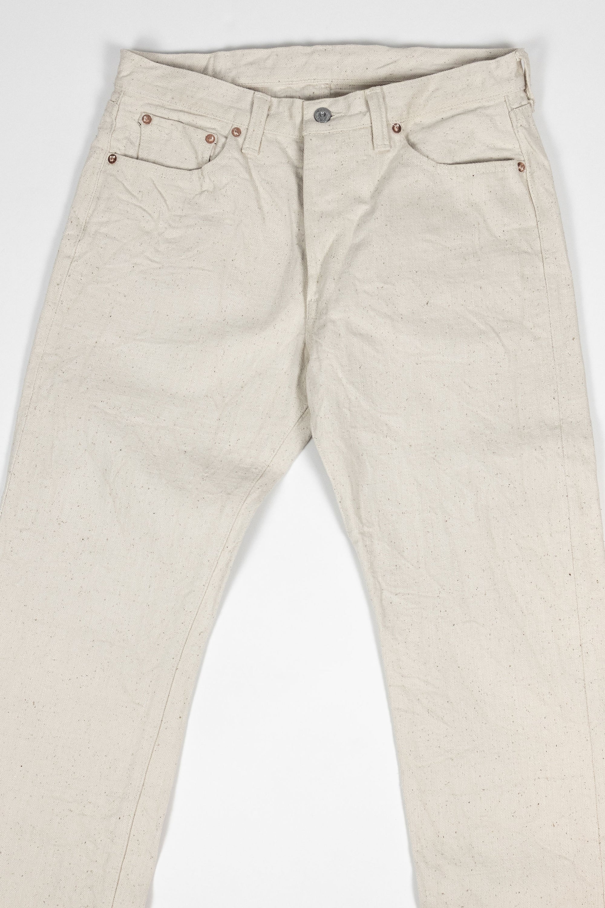 Samurai S710SC-KI Slim Straight - 18oz Japanese Cotton Made Ecru Jeans - Flat Lay Front