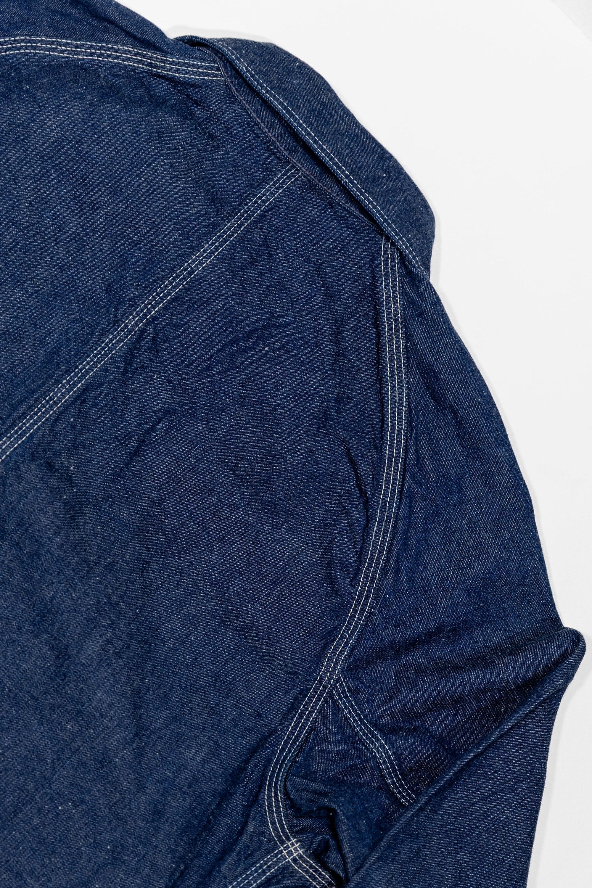 TCB Jeans Cat Head Jacket - Indigo Denim. close up of shoulder detail