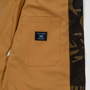 Dehen 1920 Waxed Cotton Crissman - Darkwood Camo Dry Waxed Cotton. close up of inside jacket pocket