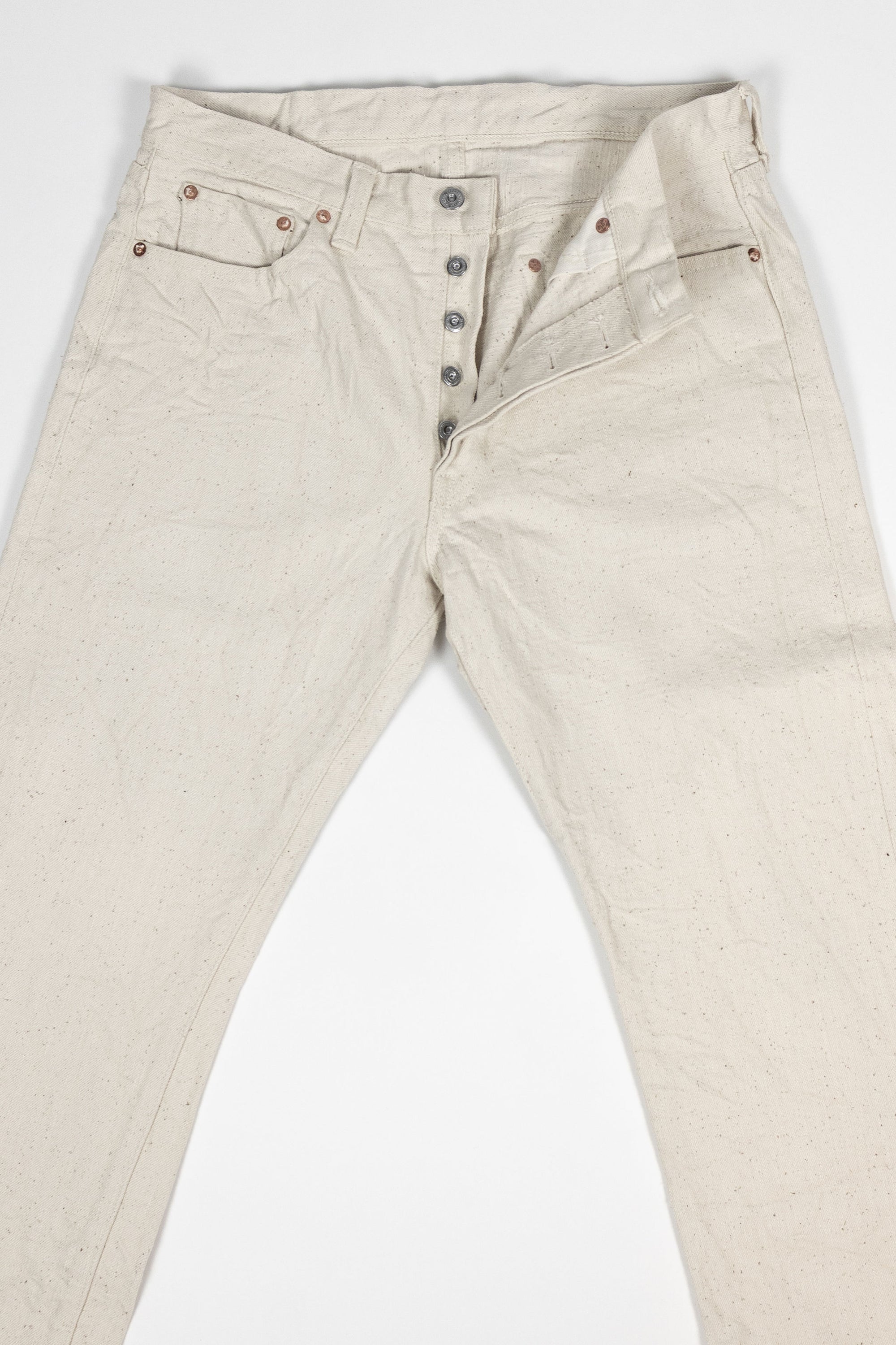Samurai S710SC-KI Slim Straight - 18oz Japanese Cotton Made Ecru Jeans - Flat Lay Front