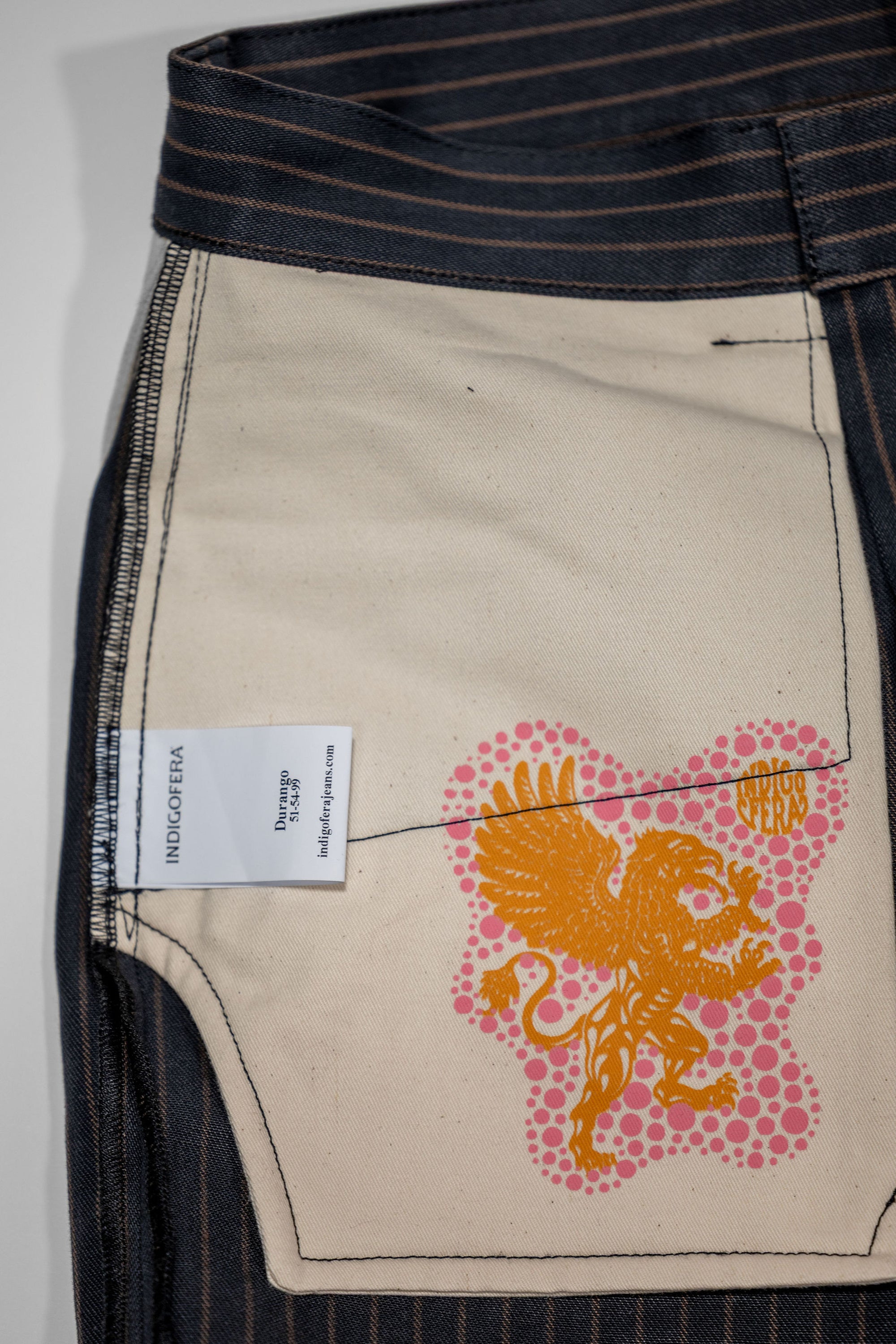 Indigofera Durango - 12oz Sable Stripe - pocket bag detail