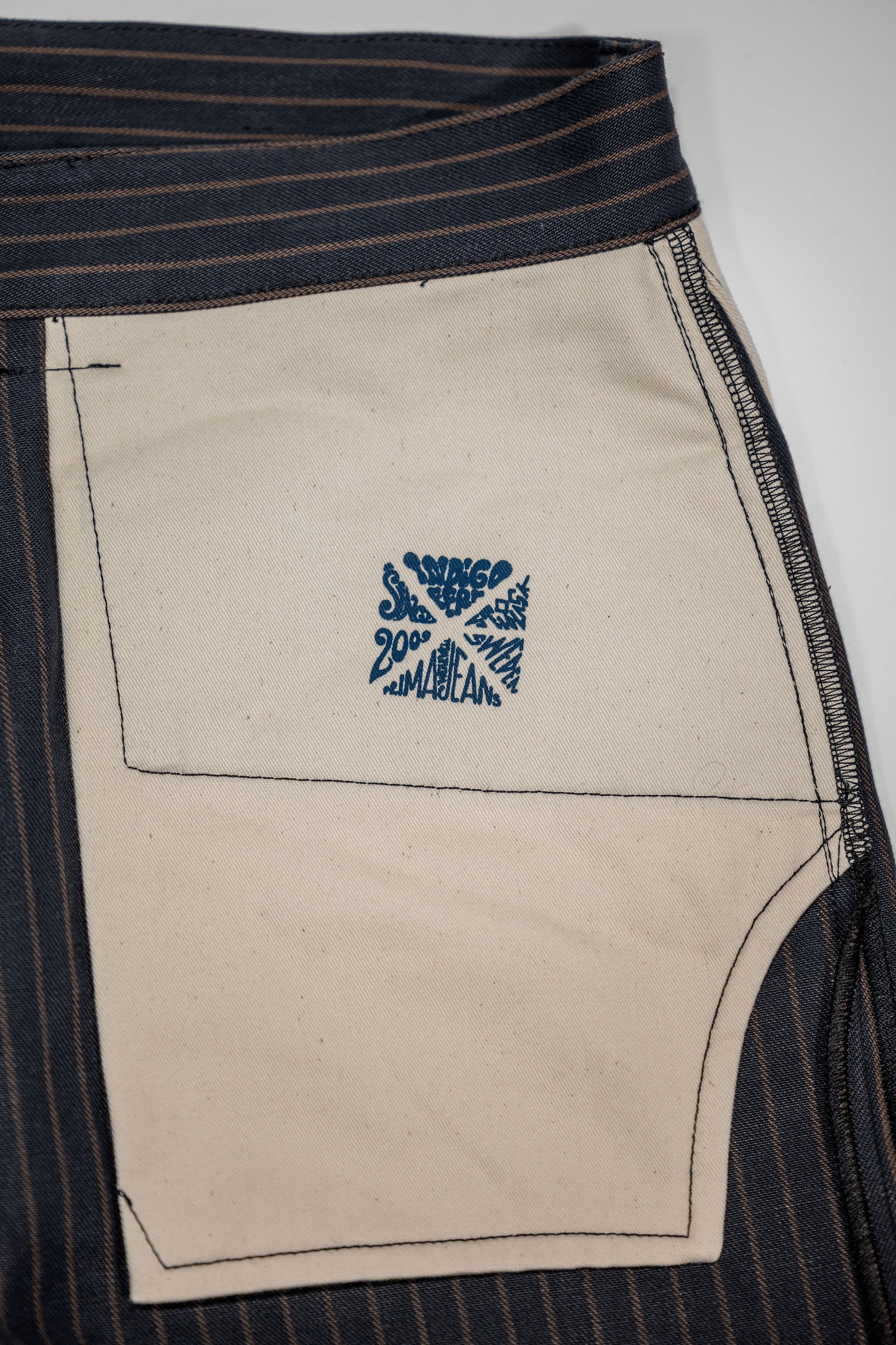 Indigofera Durango - 12oz Sable Stripe - pocket bag detail