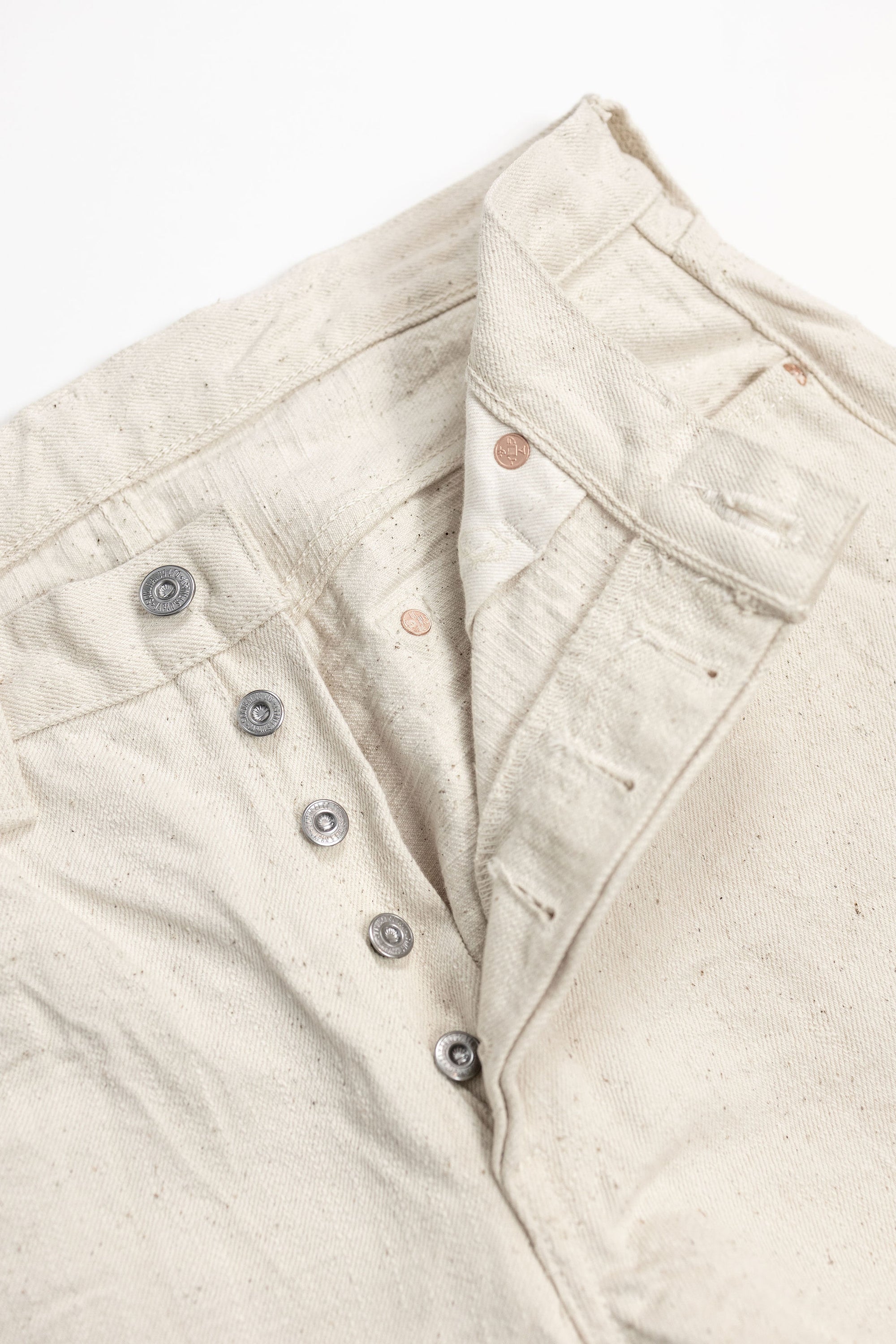 Samurai S710SC-KI Slim Straight - 18oz Japanese Cotton Made Ecru Jeans - Button Fly Detail