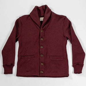 Dehen 1920 Shawl Sweater Coat - Burgundy. laid on back