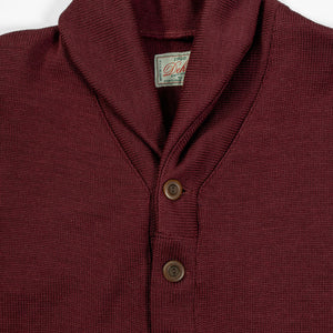 Dehen 1920 Shawl Sweater Coat - Burgundy. close up of front detail