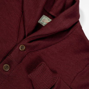 Dehen 1920 Shawl Sweater Coat - Burgundy. close up of sleeve detail