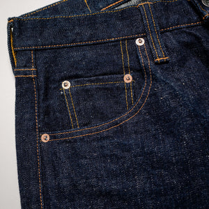 Samurai S211AX Ai Benkei - 18oz Natural Indigo Relaxed Tapered Denim - pocket detail