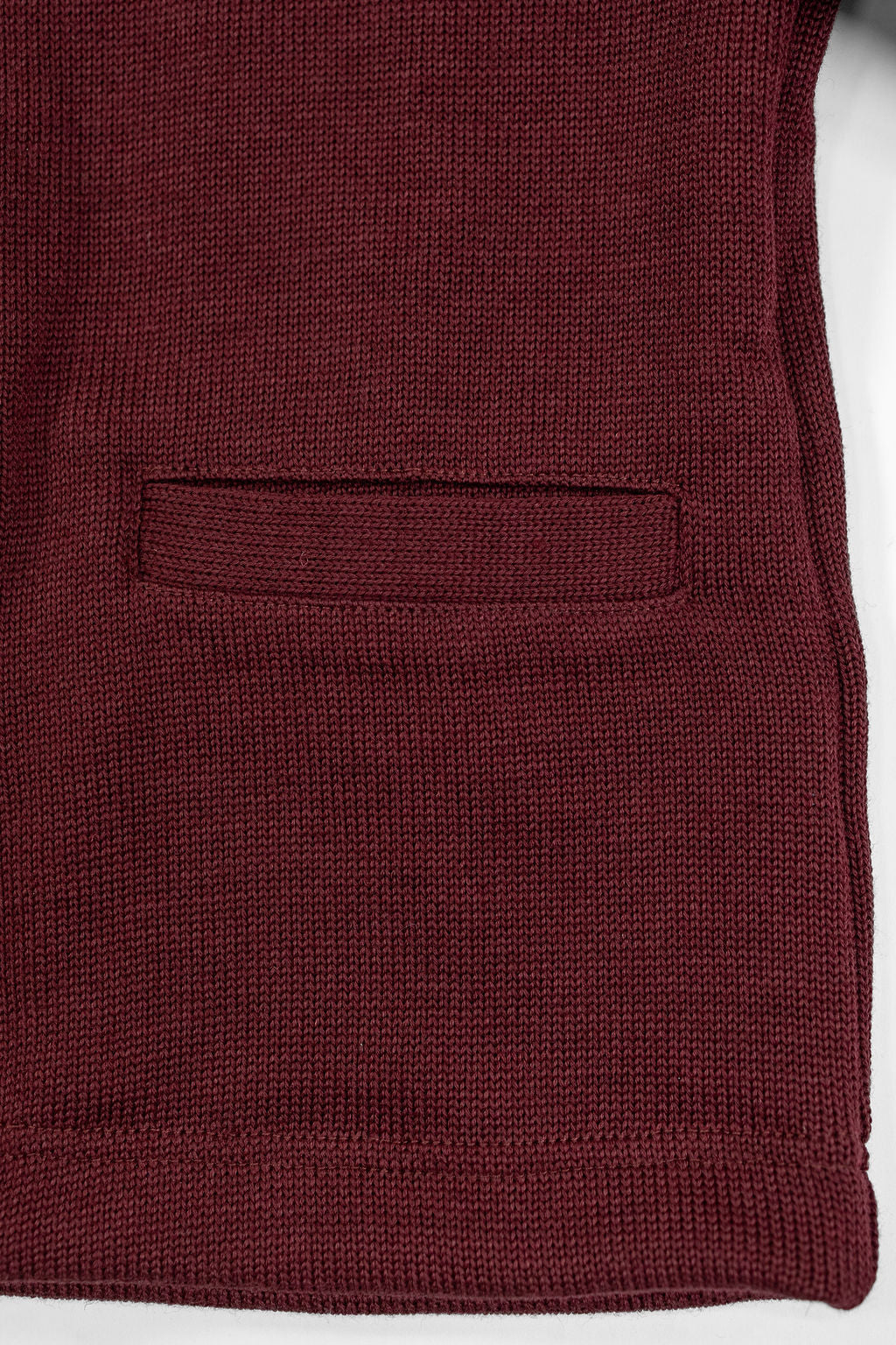 Dehen 1920 Shawl Sweater Coat - Burgundy. close up of bottom front pocket