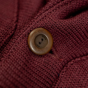 Dehen 1920 Shawl Sweater Coat - Burgundy. close up of button detail