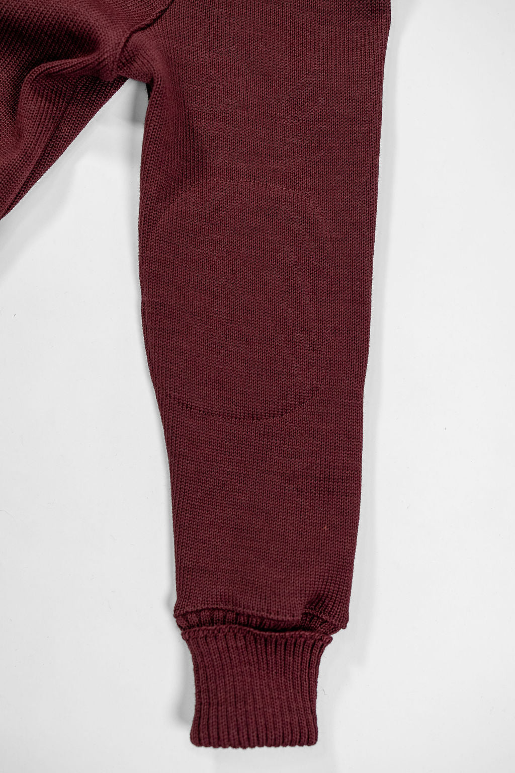 Dehen 1920 Shawl Sweater Coat - Burgundy. close up of sleeve detail and elbow detail