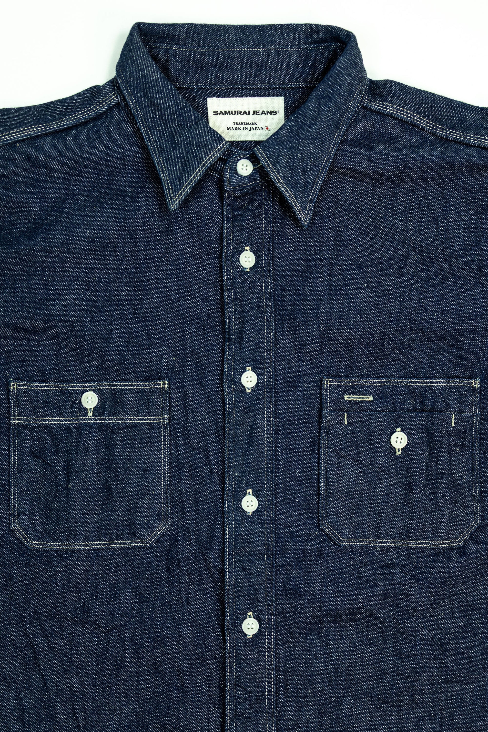 Samurai SJWS-SC02 Samurai Cotton Denim Work Shirt - Detail Front