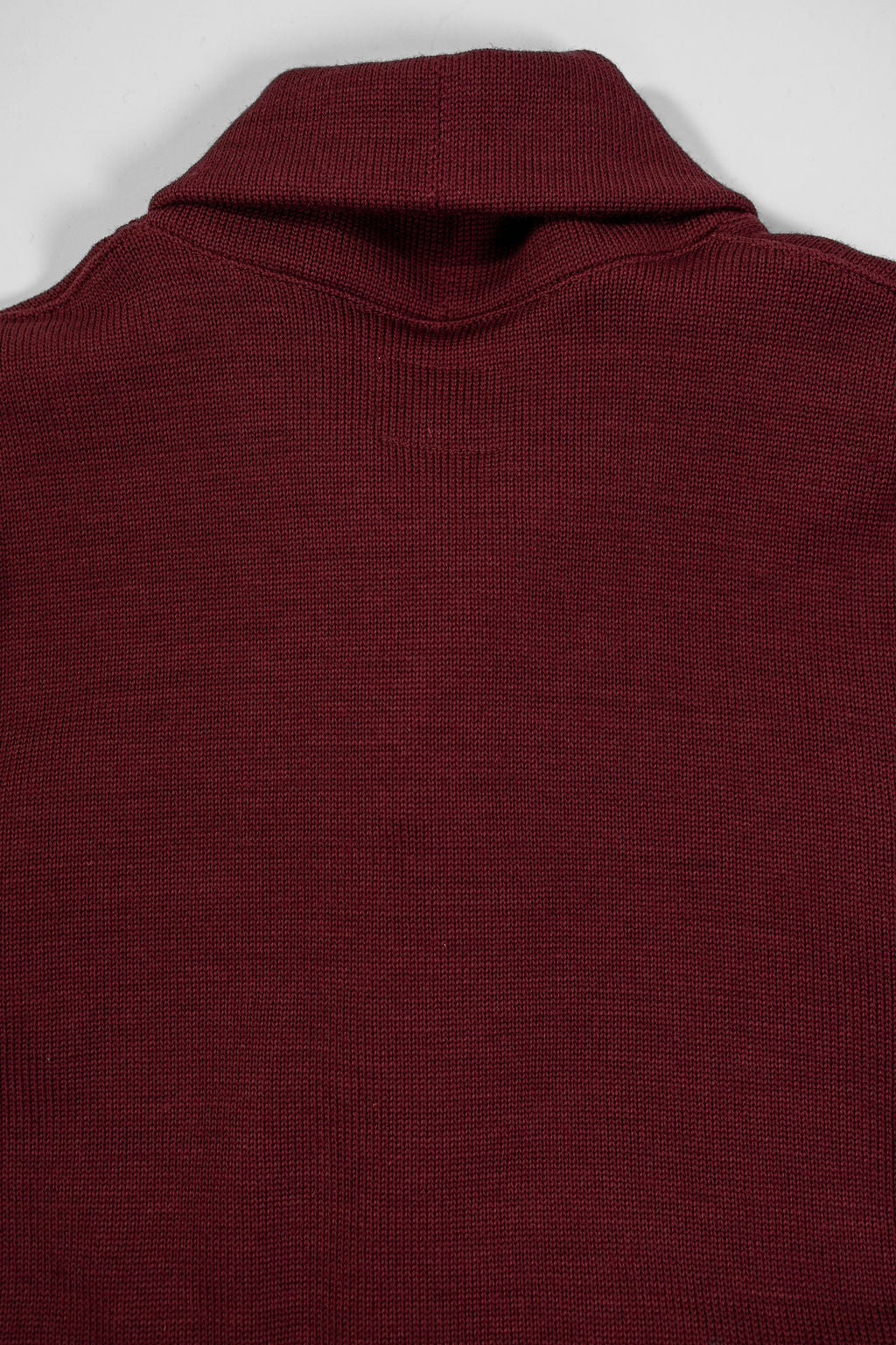 Dehen 1920 Shawl Sweater Coat - Burgundy. close up of back collar detail