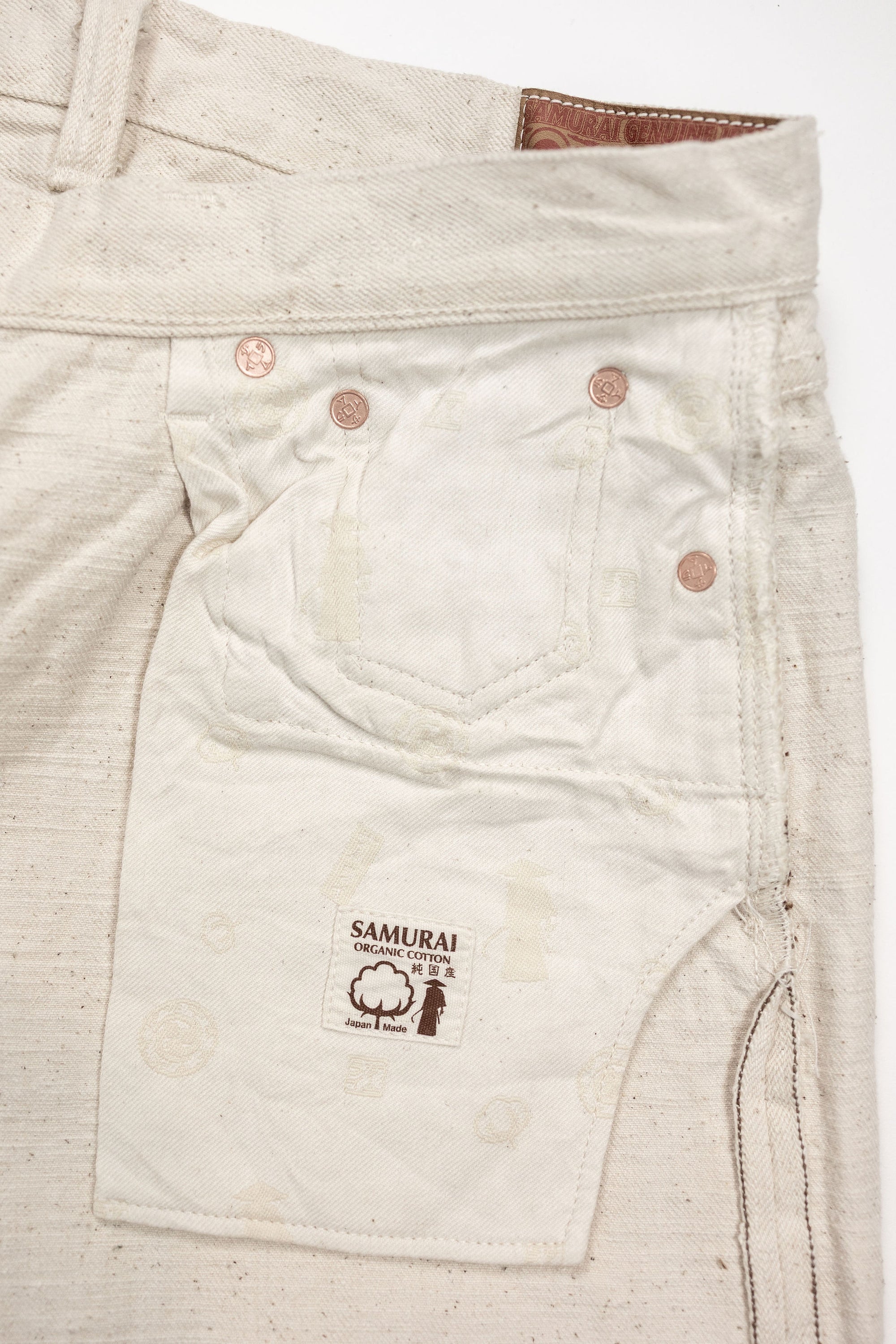 Samurai S710SC-KI Slim Straight - 18oz Japanese Cotton Made Ecru Jeans - Pocket Bag Detail