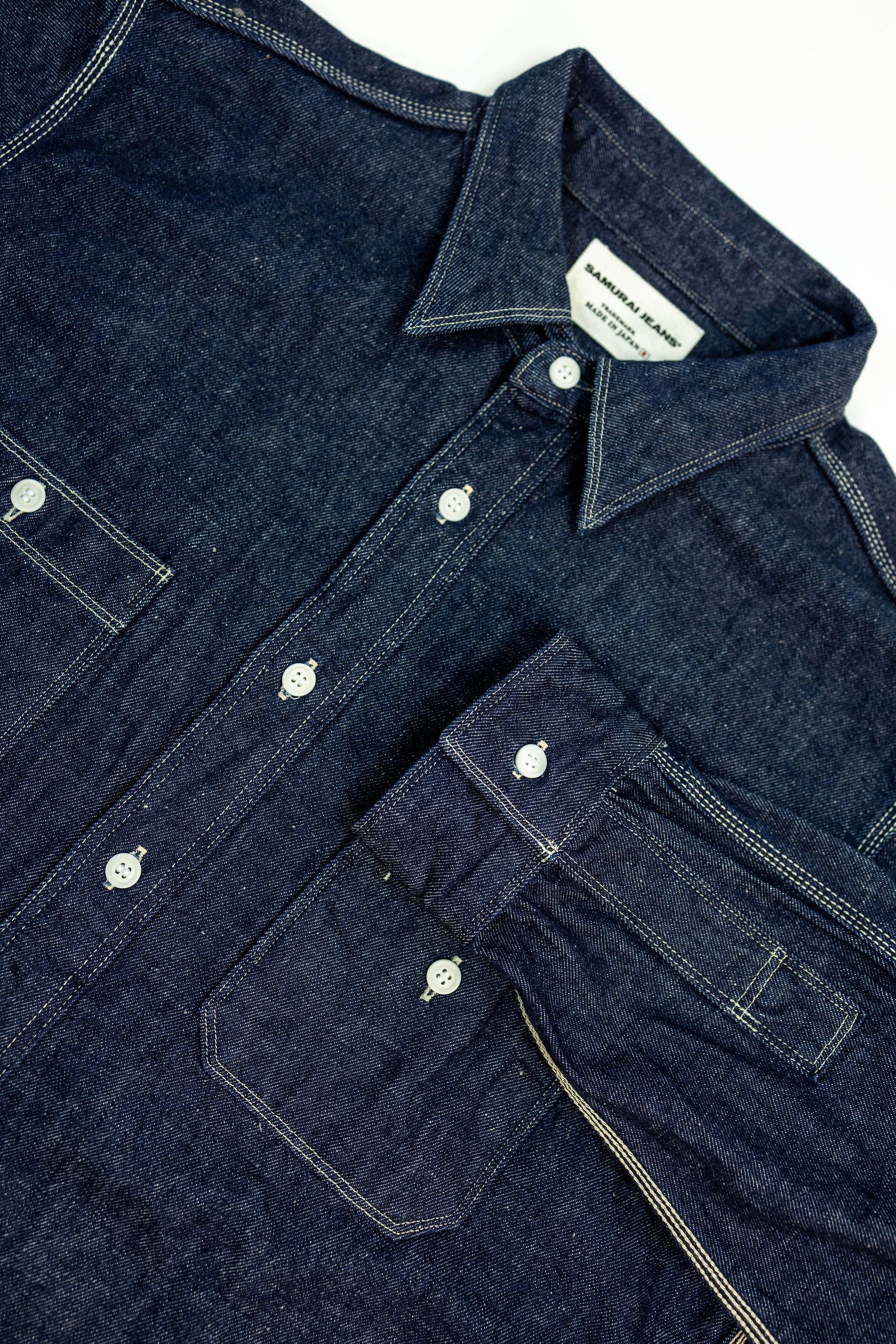 Samurai SJWS-SC02 Samurai Cotton Denim Work Shirt - Details Front