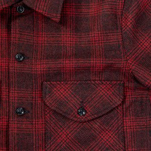 Dehen 1920 Skyline Overshirt - Canyon Plaid Wool. close up of front pocket