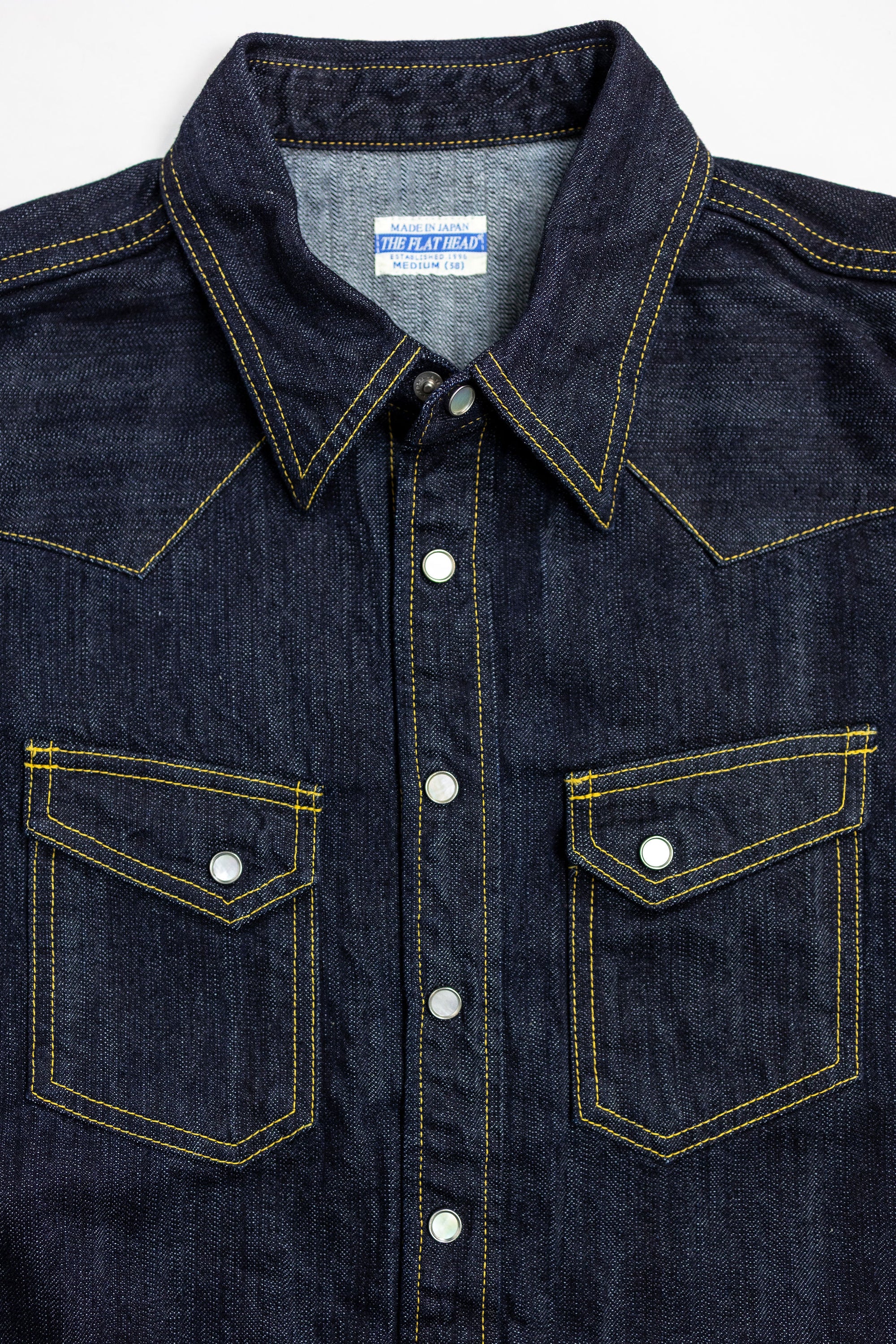 The Flat Head FN-SDW-001L Denim Western Shirt - 10oz Selvedge Denim