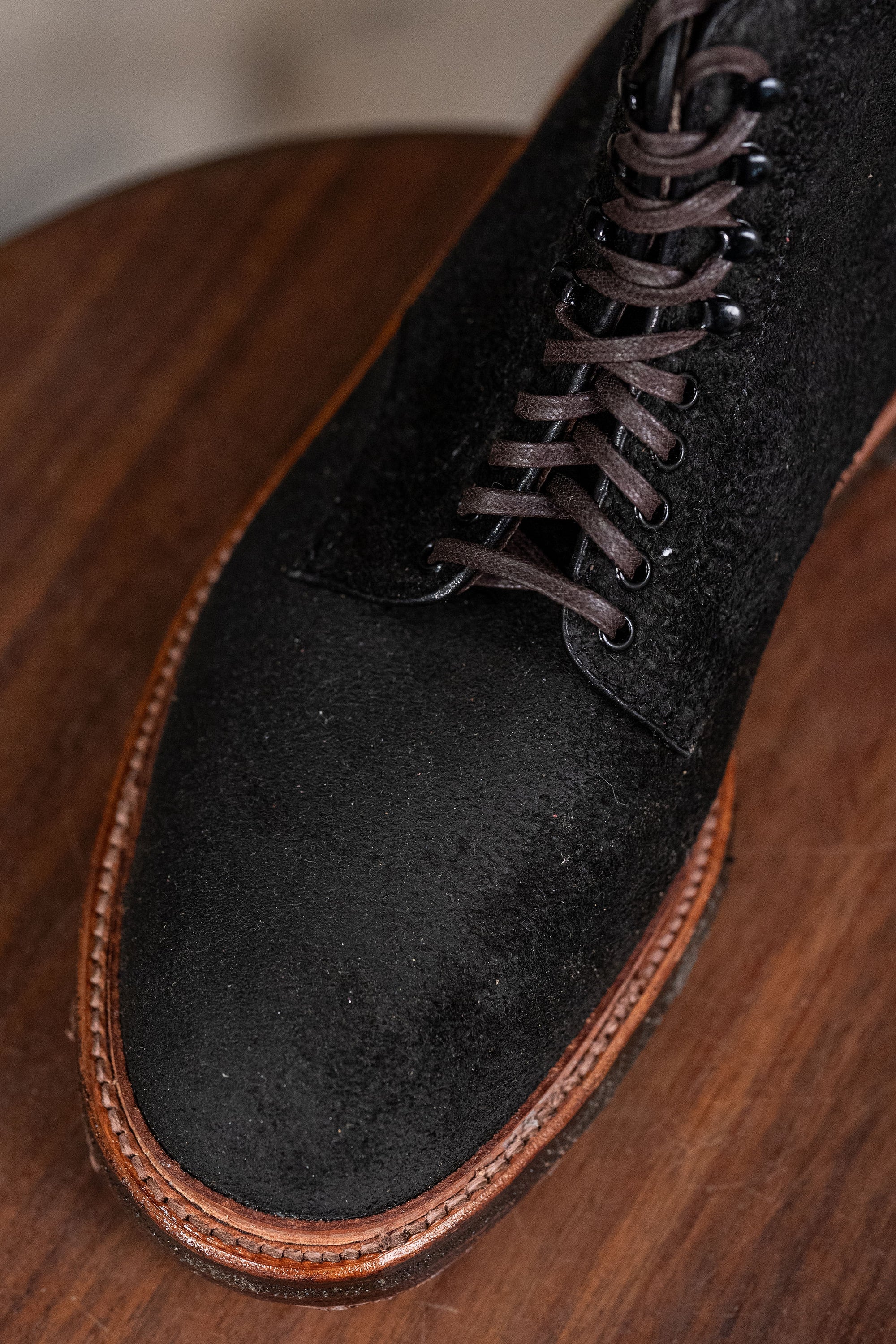 Alden Plain Toe boots - detail of toe and laces